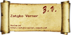 Zatyko Verner névjegykártya